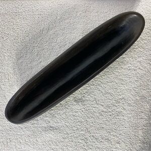 Dark Brown Heavy Carved Wood Long Skinny Bowl